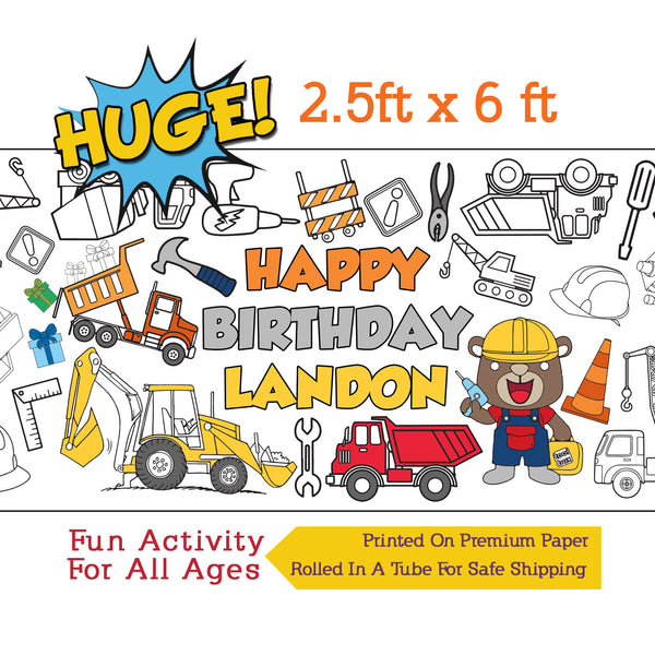 Personalized Sports Birthday Coloring Banner, Poster, Paper Table