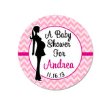 Mother To Be Silhouette Red Chevron Wide Border Personalized Sticker Birthday Stickers - INKtropolis