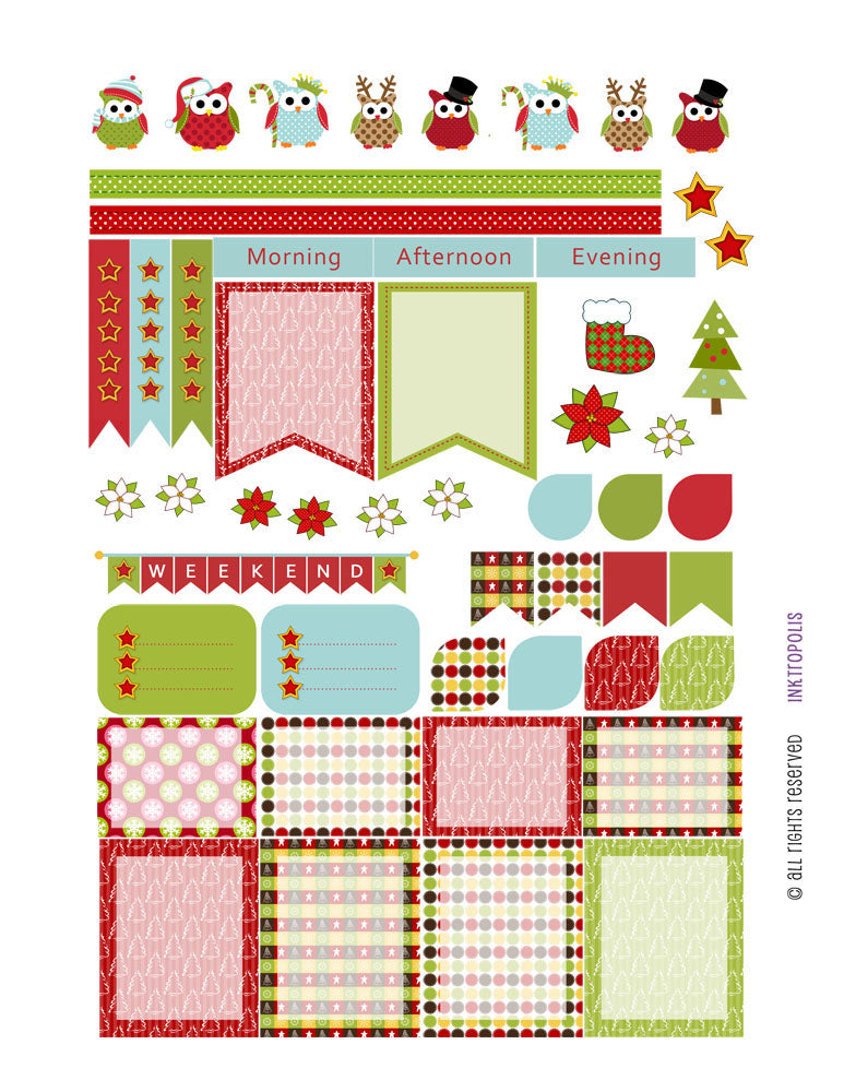 A Set Of Christmas Stickers, Scrapbook, Gift Tags With Text