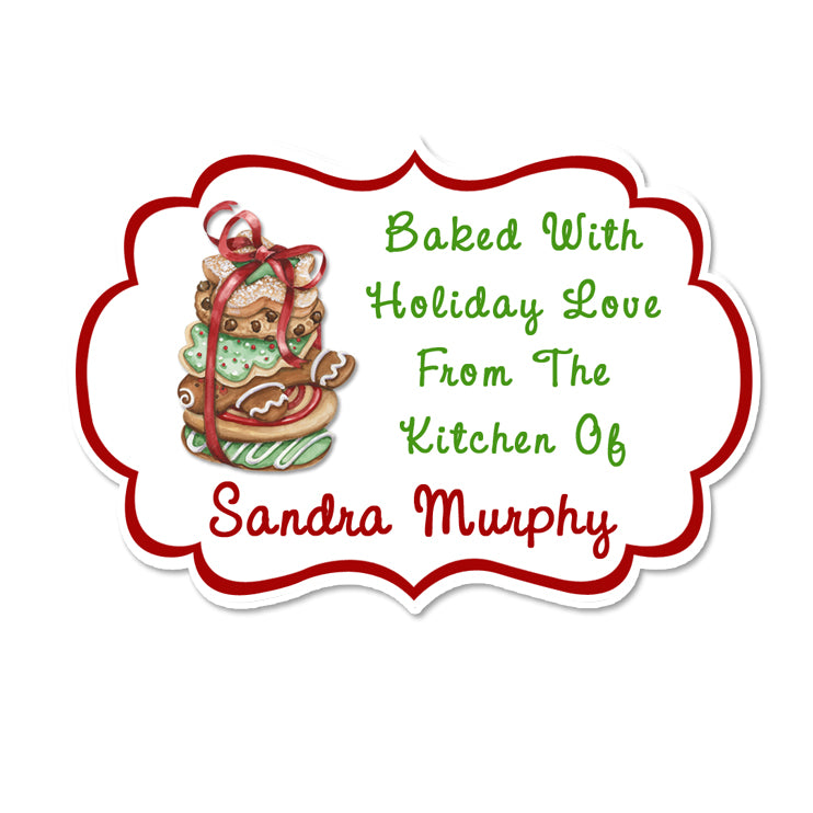 Stack Of Cookies Fancy Framed Shaped Personalized Sticker Christmas Stickers - INKtropolis