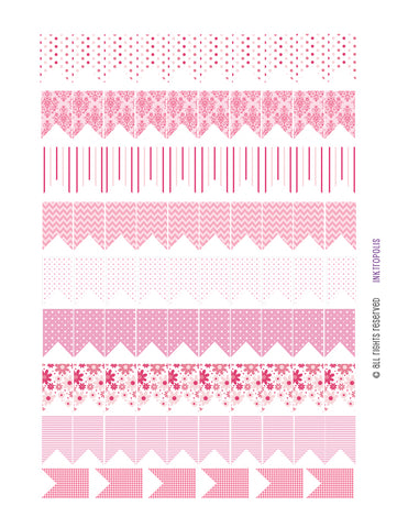 Monthly Planner Stickers Chunky Medium Flags in Pink Patterns Stickers Planner Labels Compatible with Erin Condren Vertical Life Planner