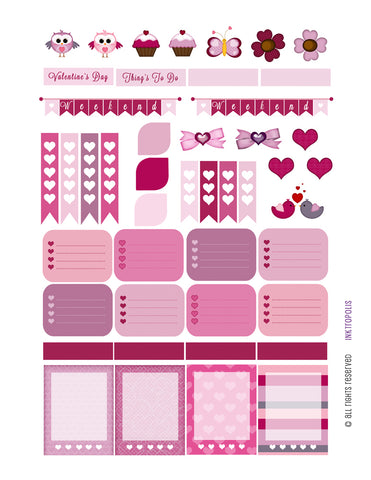 Valentines Day Sampler Monthly Planner Stickers Labels Compatible with Erin Condren Vertical Life Planner