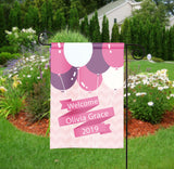 Personalized Baby Shower Party Flag - Baby Announcement - Girl Baby Balloons