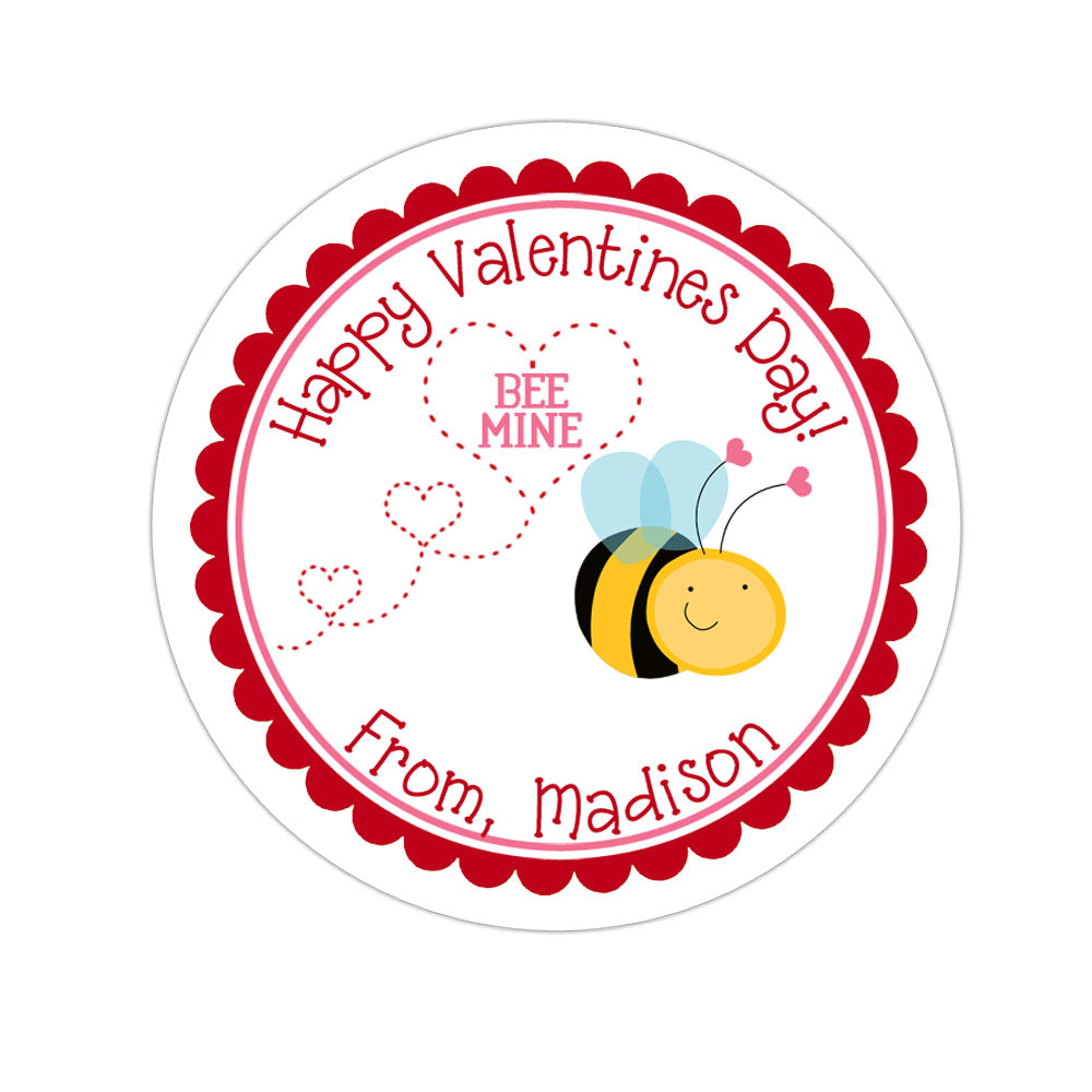 Bumblebee Valentines Day Personalized Sticker Valentines Day Stickers - INKtropolis