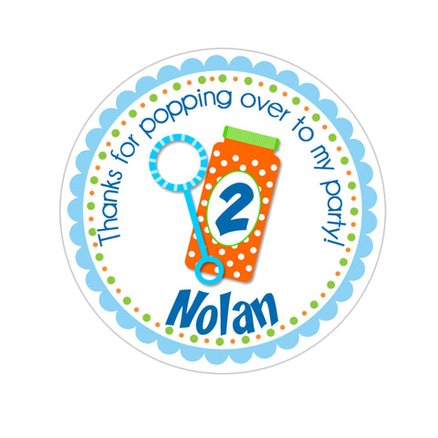 Bubbles Personalized Birthday Favor Sticker