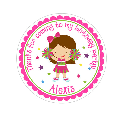 Cheerleader Personalized Birthday Favor Sticker