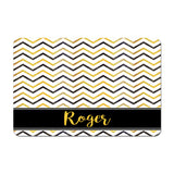 Personalized Pet Food Placemat - Black and Gold Chevron