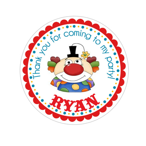 Clown Personalized Birthday Favor Sticker