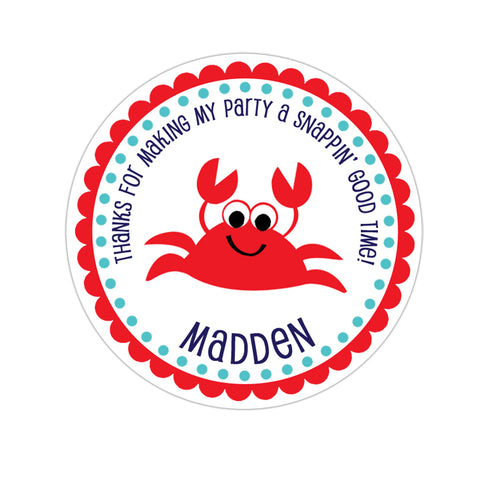 Red Crab Personalized Birthday Favor Sticker