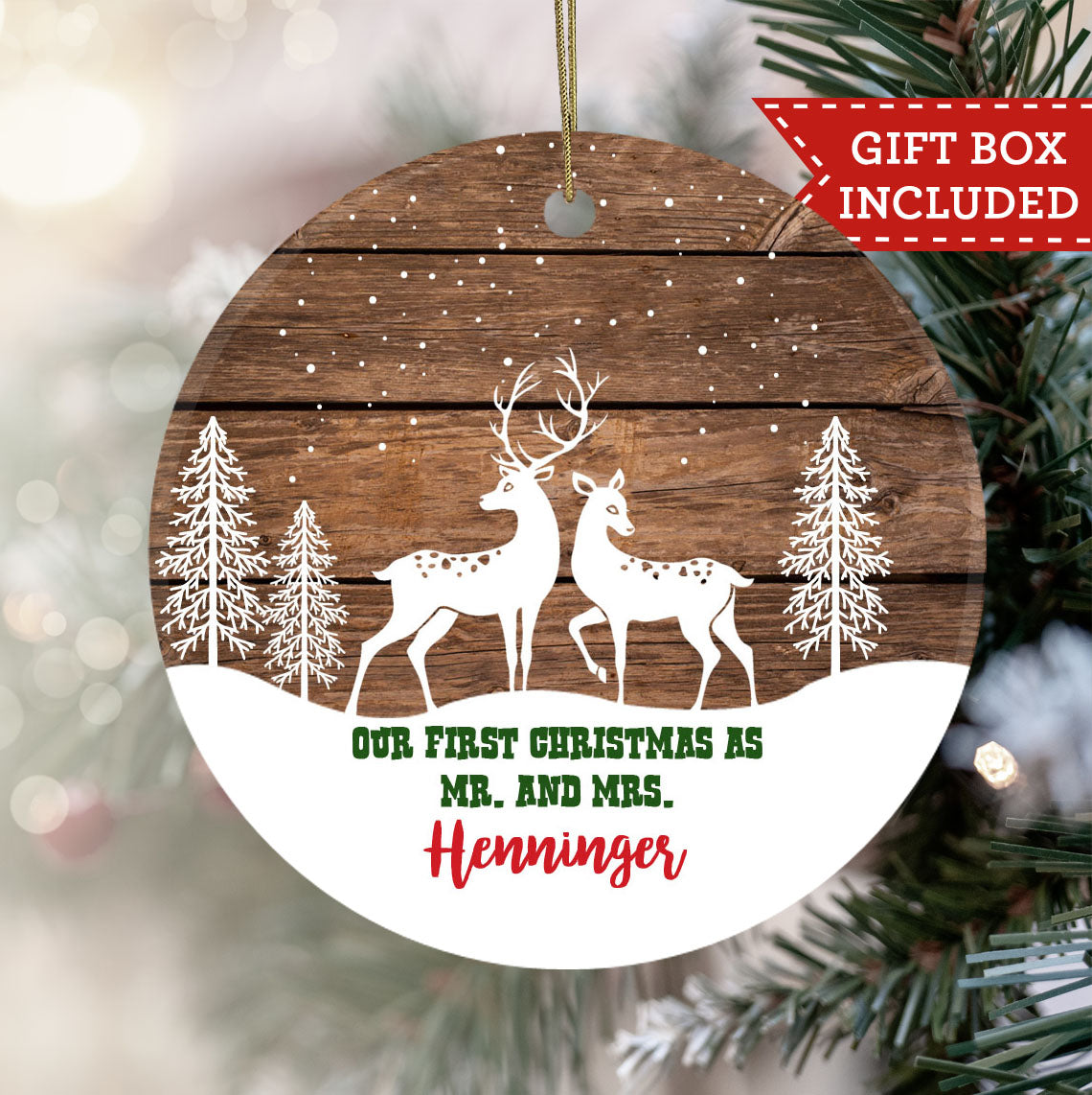 Reindeer Christmas Ornaments Personalized Gift for Kids Wooden Tree Decor  Gift Name Tags 