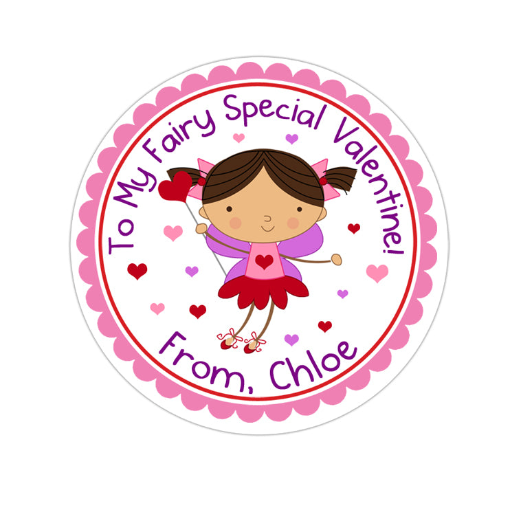 Fairy Brunette Valentines Day Personalized Sticker Valentines Day Stickers - INKtropolis