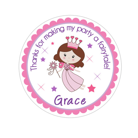 Fairy Princess Personalized Birthday Favor Sticker