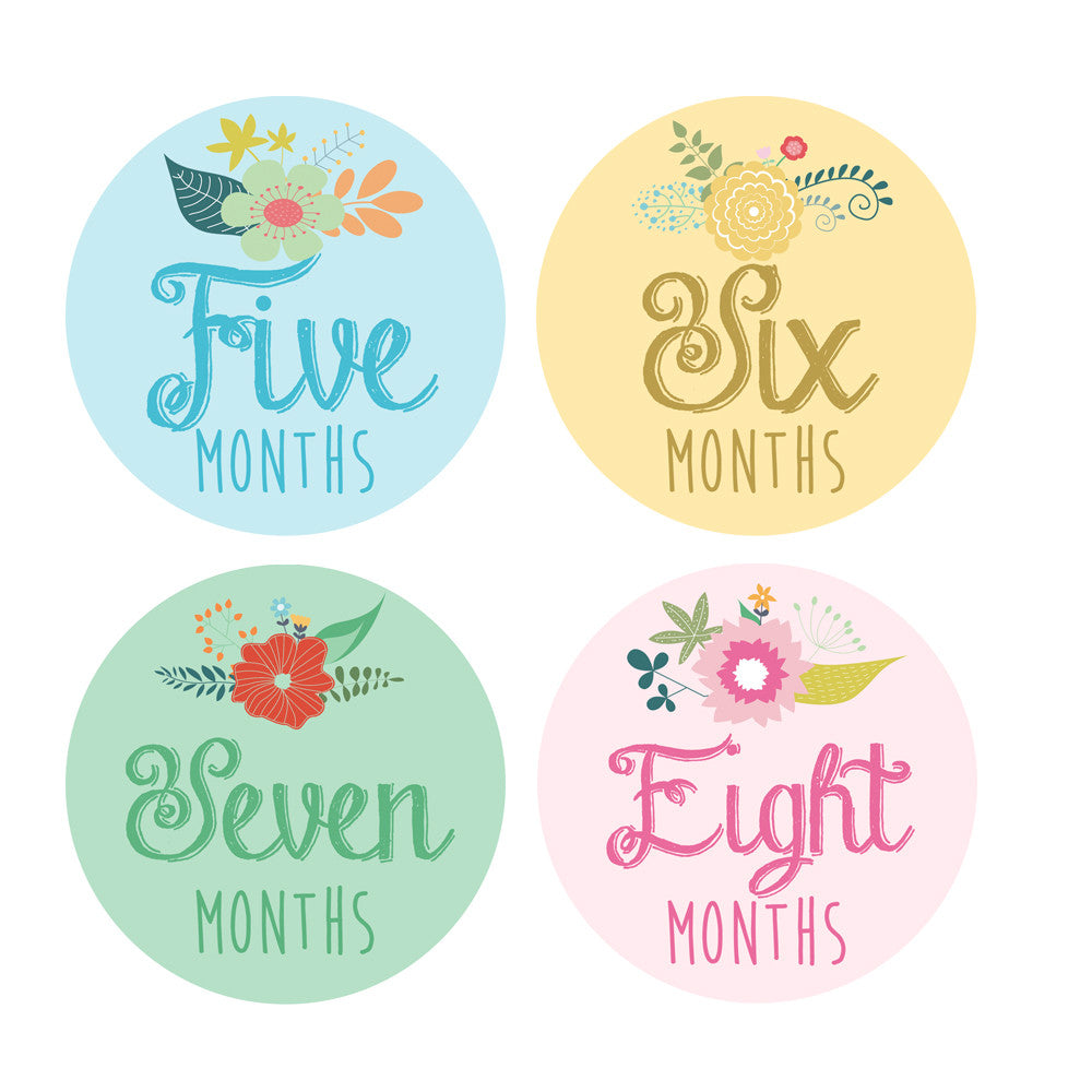 Baby Memorial Month Stickers Monthly Record Cartoon Animal Floral