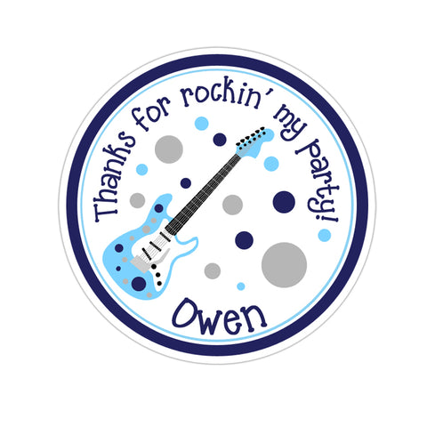 Rock Guitar Personalized Birthday Favor Sticker