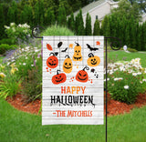 Personalized Halloween Garden Flag - Hanging Jack O Lanterns