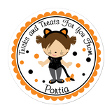 Brown Hair Cat Costume Personalized Sticker Halloween Stickers - INKtropolis