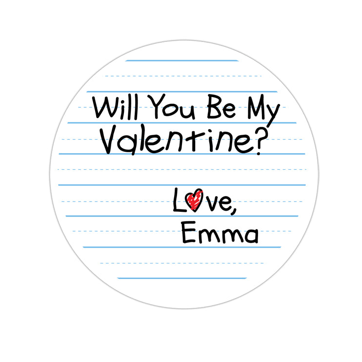 Handwritten Note Valentines Day Personalized Sticker Valentines Day Stickers - INKtropolis