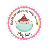 Ice Cream Sundae Personalized Sticker Birthday Stickers - INKtropolis