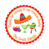 Mexican Fiesta Personalized Sticker Birthday Stickers - INKtropolis