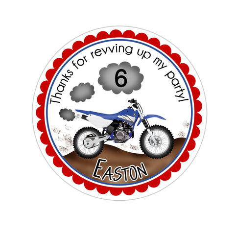 Motocross Dirt Bike Personalized Birthday Favor Sticker