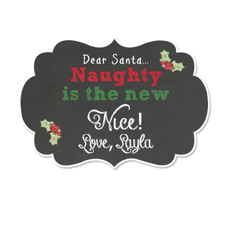 Naughty Is The New Nice Framed Shaped Personalized Sticker Christmas Stickers - INKtropolis