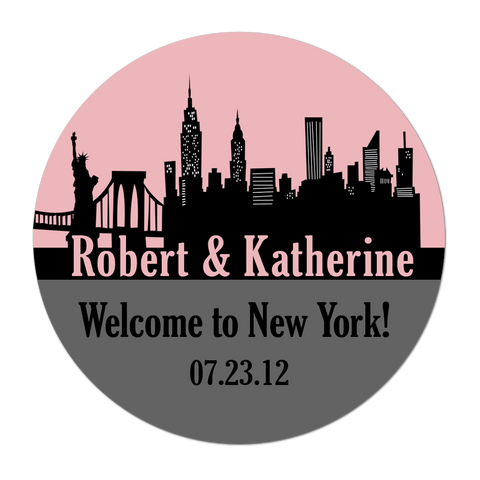 New York City Skyline Personalized Destination Wedding Favor Sticker