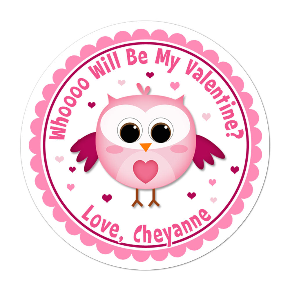 Owl Personalized Valentines Day Sticker