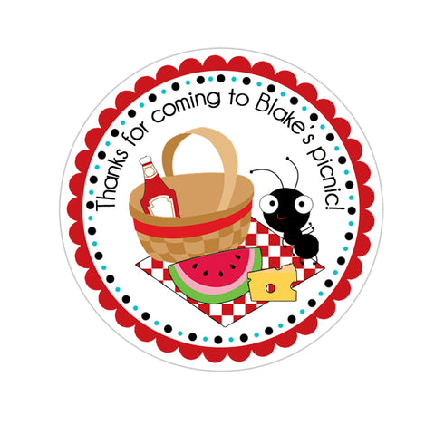 Picnic Basket Personalized Birthday Favor Sticker