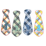 Colorful Plaid Monthly Baby Stickers - Tie Shaped onesie sticker - INKtropolis