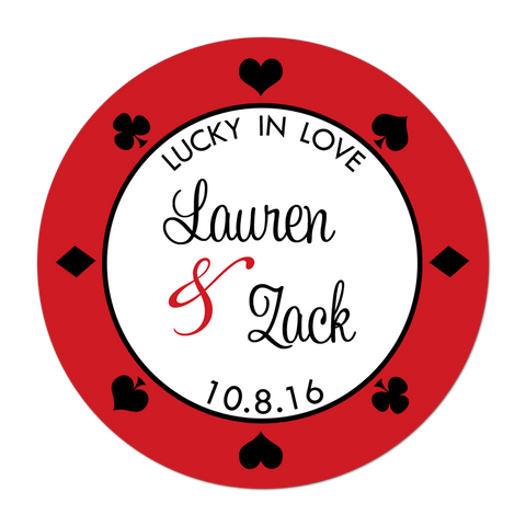 Poker Chip Wedding Favor Sticker