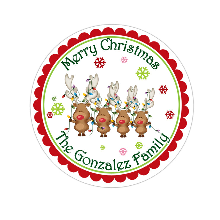 Reindeer Family Personalized Sticker Christmas Stickers - INKtropolis