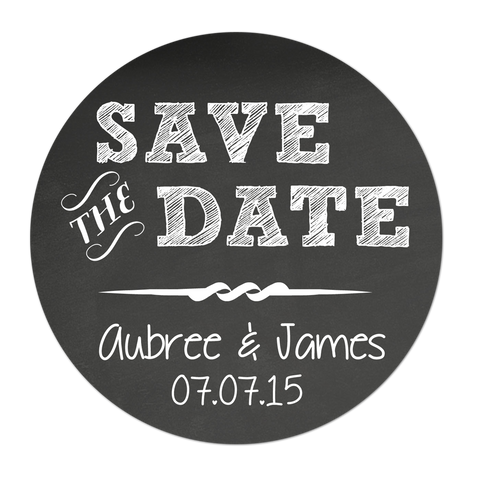 Save The Date Chalkboard Style Personalized Sticker