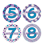 Purple & Blue Colored Monthly Baby Stickers onesie sticker - INKtropolis