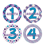 Purple & Blue Colored Monthly Baby Stickers onesie sticker - INKtropolis