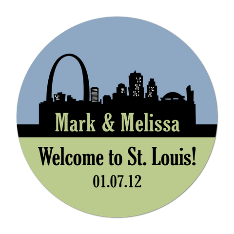 St Louis Skyline Personalized Destination Wedding Favor Sticker