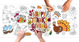 Happy Thanksgiving Coloring Banner, Poster, Paper Table Cover