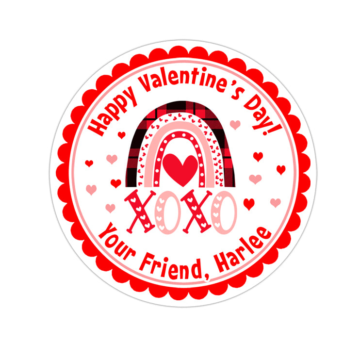 XOXO Rainbow Personalized Valentines Day Sticker